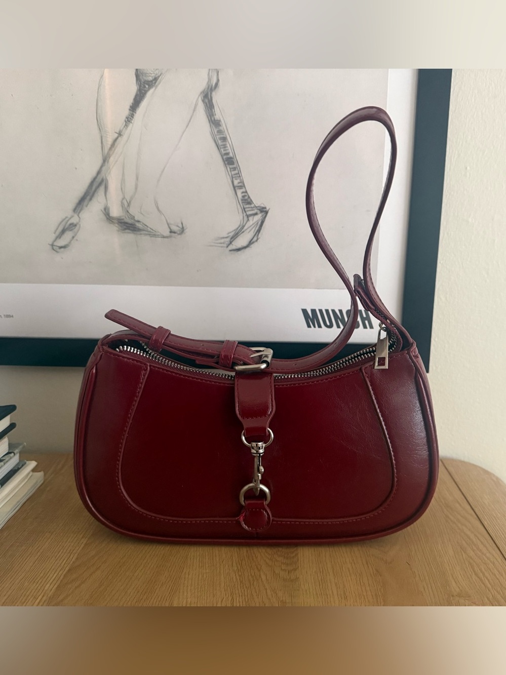 Y2K Red Leather Shoulder Bag